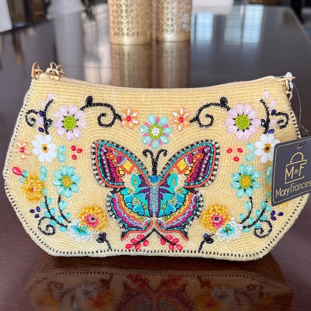 Mary Frances Beaded Butterfly Clutch - Multicolor
